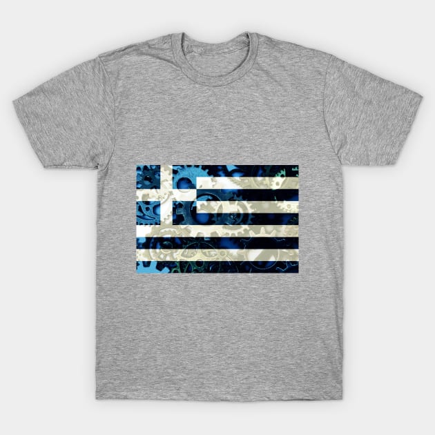 Flag of Greece - Gears T-Shirt by DrPen